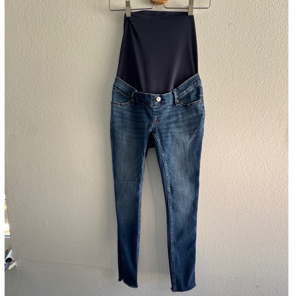 Abercrombie & Fitch Maternity Jean Legging Blue Medium Wash Raw Hem Size 26 2S